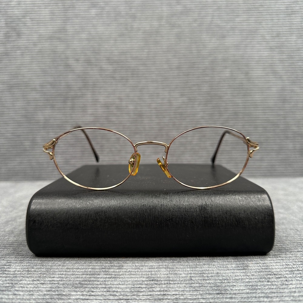 Petite‎ Sophisticate 2202 G505 Gold Oval Y2K Eyeglass Frames Italy 49-19-135 Vtg